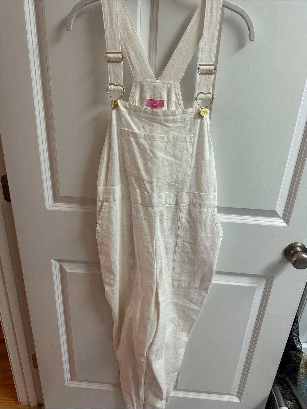 Stoney Clover for Target Ivory Linen Overalls with Heart Buckles